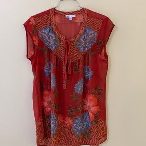 Floral  Short Sleeve Boho Top